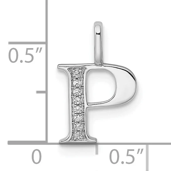 Colgante de Inicial "P" en Oro Blanco de 14K con Diamantes - Image 4