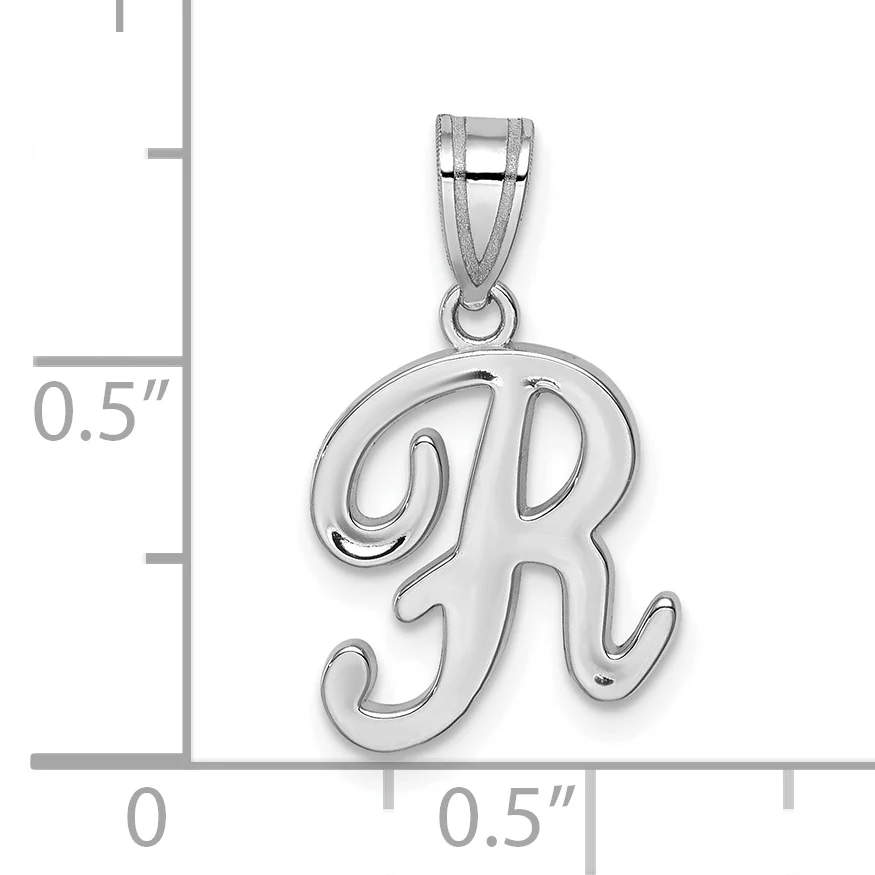 Colgante Inicial Letra R en Oro Blanco de 14k - Image 3