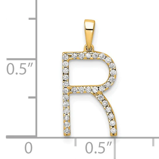 Colgante Inicial Letra R con Diamantes en Oro Amarillo de 14k - Image 4