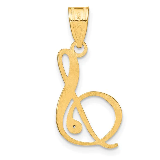 Colgante de Oro Amarillo de 14k con la Inicial "S" en Estilo Script y Diamante - Image 3