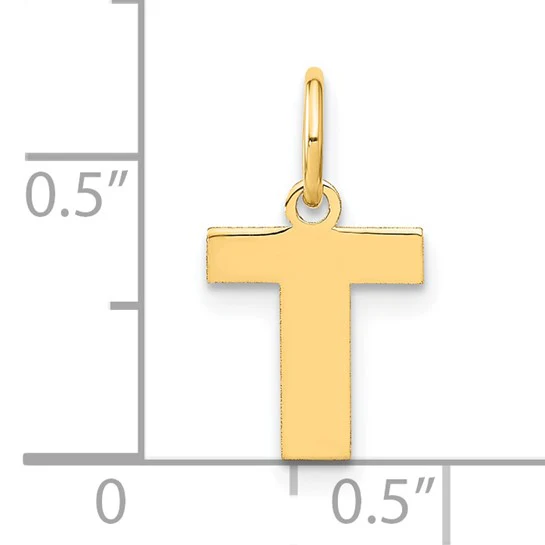 Colgante de Inicial "T" en Oro Amarillo de 14k - Image 4