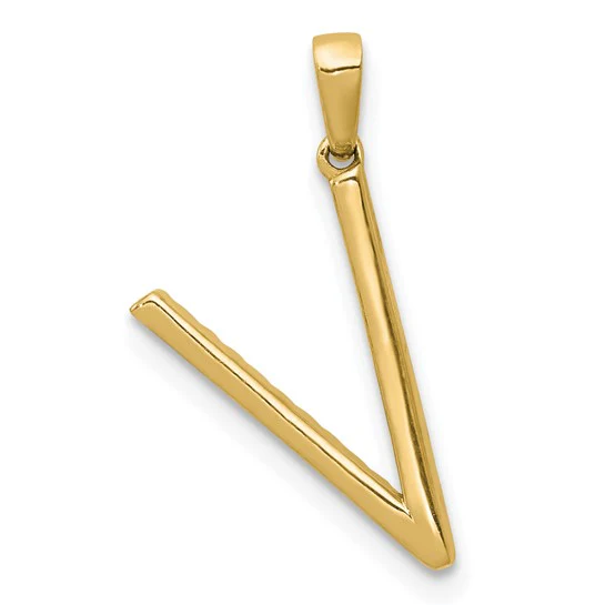 Colgante con la Inicial "V" en Oro Amarillo de 14k con Diamante - Image 4