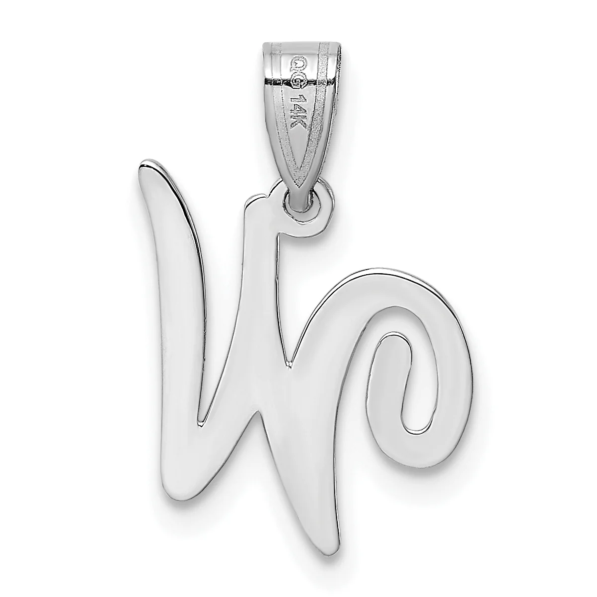 Colgante Inicial "W" en Oro Blanco de 14k con Estilo Script - Image 3