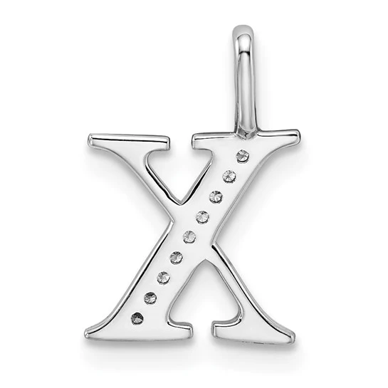 Colgante Inicial "X" en Oro Blanco de 14k con Diamante - Image 3