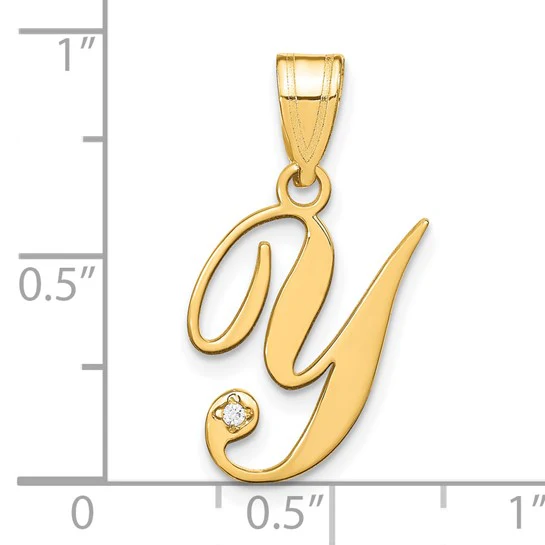 Dije Letra Y en Oro Amarillo 14K con Diamante - Image 4