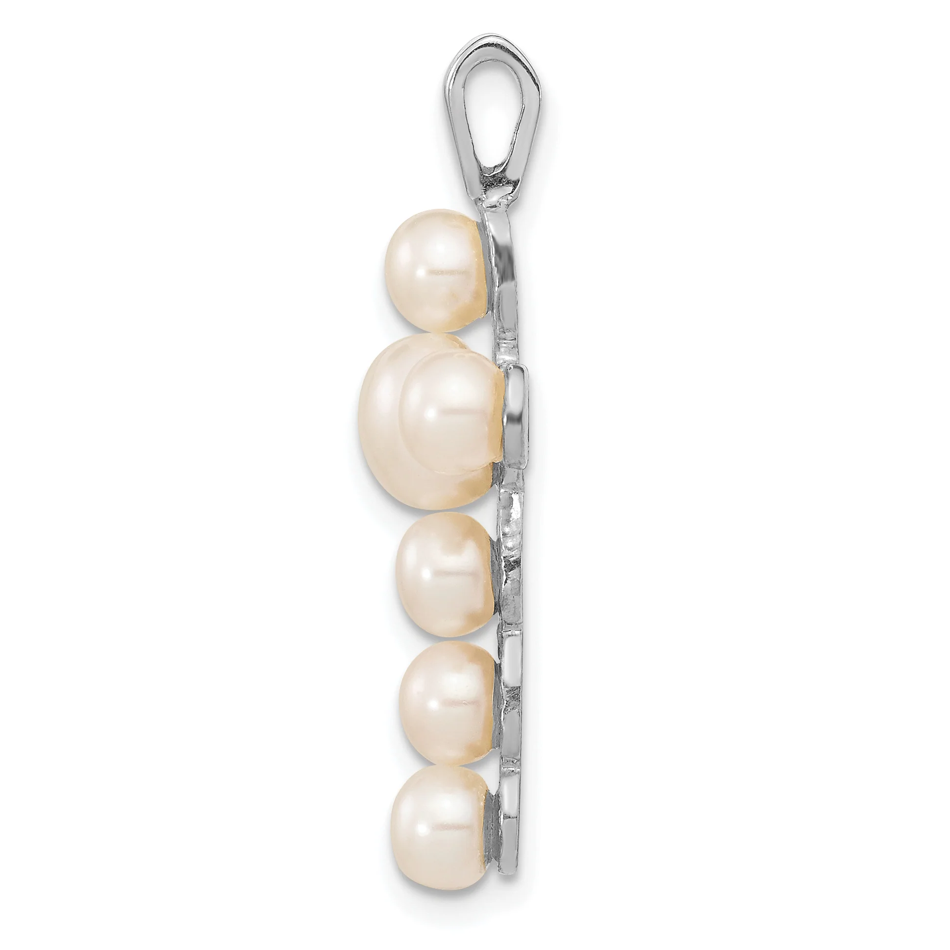 Colgante con Cruz de Perlas FWC Botón Blancas de 4-5mm y 5-6mm en Oro Blanco 14K - Image 2