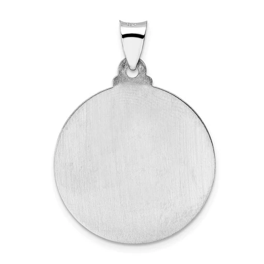 Colgante Disco con Rostro de Jesús Hueco en Oro Blanco de 14k Pulido y Satinado - Image 4