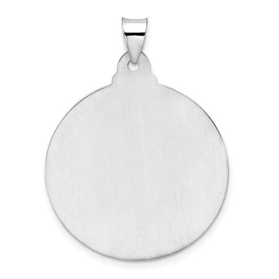 Colgante Disco con Rostro de Jesús Hueco en Oro Blanco de 14k Pulido y Satinado - Image 4