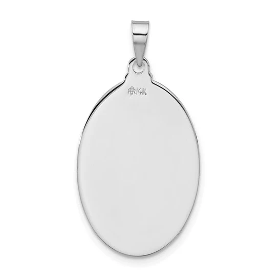 Medalla Ovalada de San Judas Sólida en Oro Blanco de 14k Pulido - Image 4