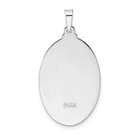 Dije Ovalado de San Cristóbal en Oro Blanco de 14k Pulido (Sólido) - Image 4