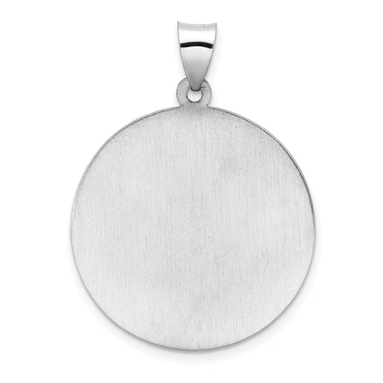 Dije de San Miguel en Oro Blanco de 14k Pulido y Satinado (Hueco) - Image 4