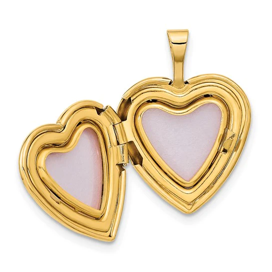 14k Oro Amarillo 16mm Locket Corazón con Hojas y Enredos - Image 3