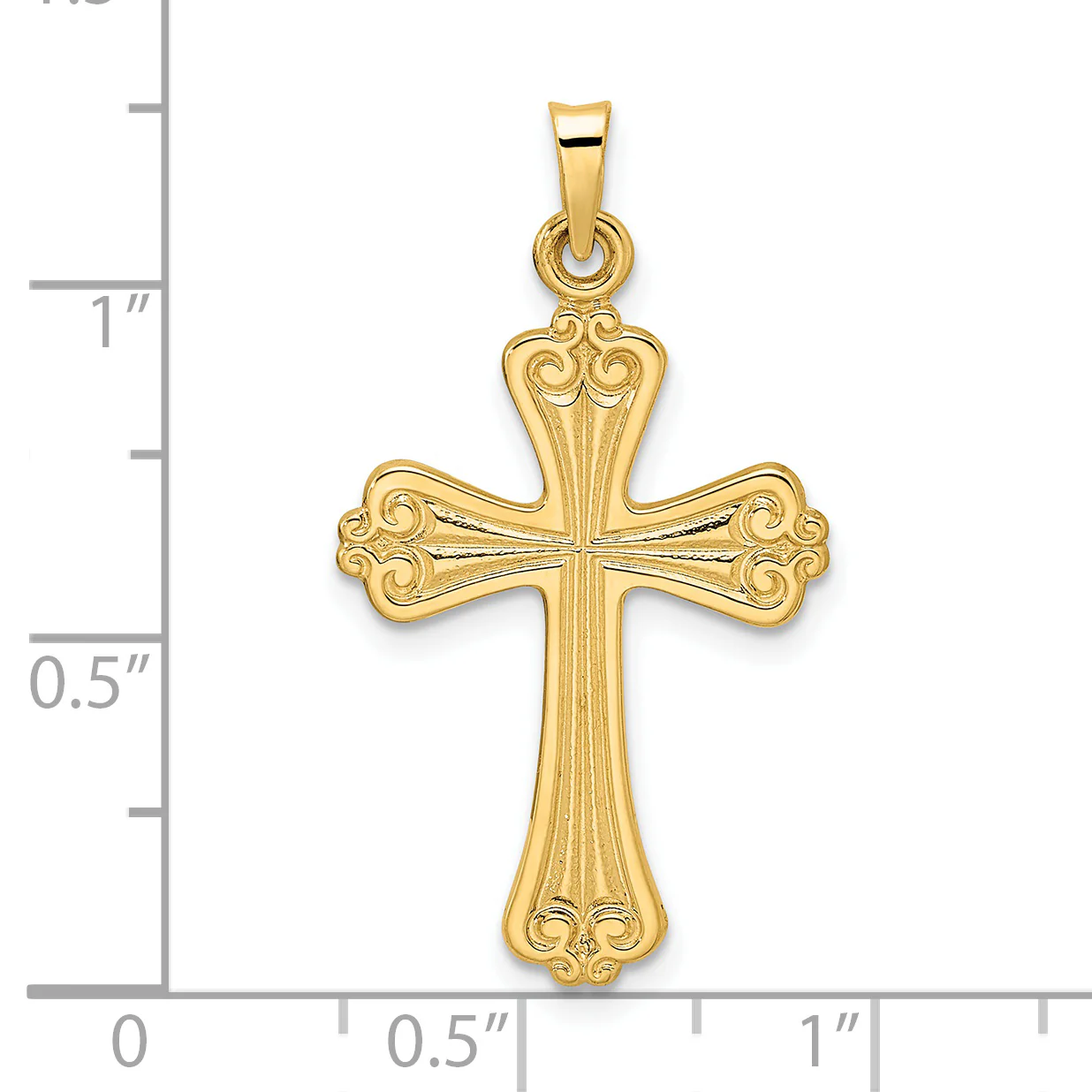 Colgante Cruz de Diseño Elegante en Oro Amarillo 14K Pulido y Sólido - Image 3