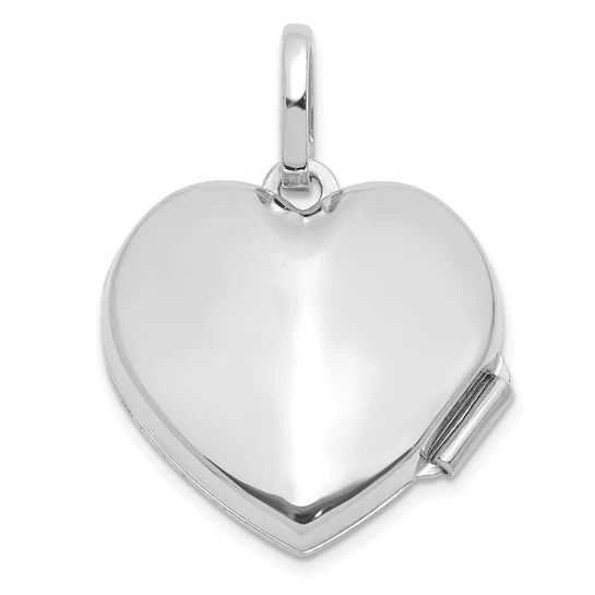 Locket Corazón Texturizado y Pulido con Diamante en Oro Blanco 14k - Image 4