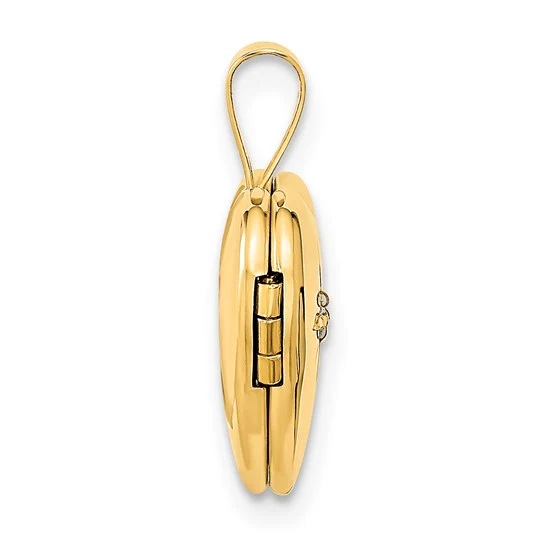 Locket Corazón de Oro Amarillo de 14k con Diamante de 0.01 ct (12 mm) - Image 2