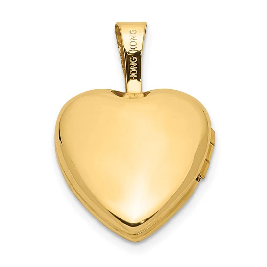 Locket Corazón de Oro Amarillo de 14k con Diamante de 0.01 ct (12 mm) - Image 3