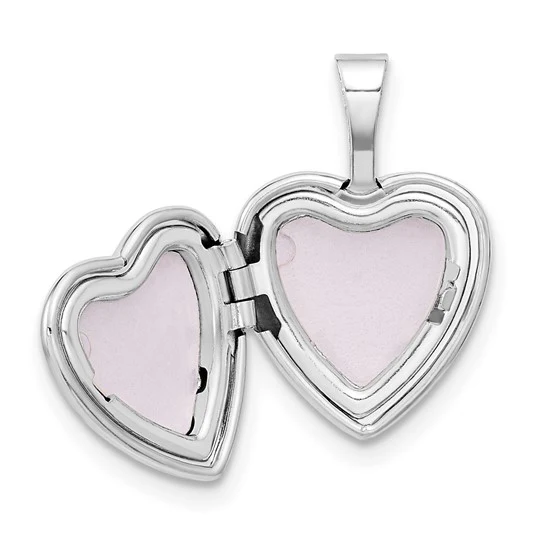 Locket Corazón de Oro Blanco de 14k con Diamante de 0.01 ct (12 mm) - Image 4
