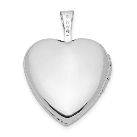 Locket de Corazón de Oro Blanco de 14k de 16 mm con Diamante de 0.01 ct - Image 3