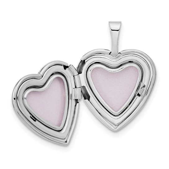 Locket de Corazón de Oro Blanco de 14k de 16 mm con Diamante de 0.01 ct - Image 4