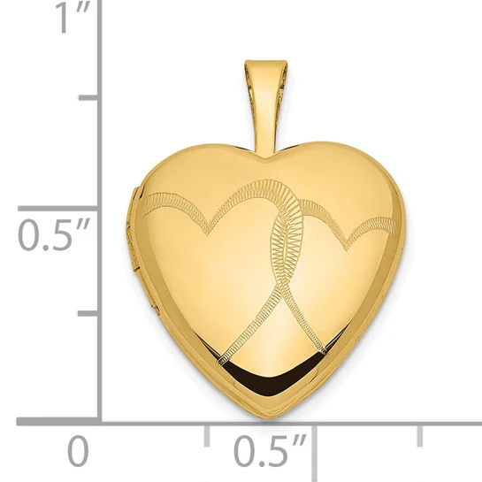 Locket de Corazones Dobles de 14k de 16 mm - Image 3