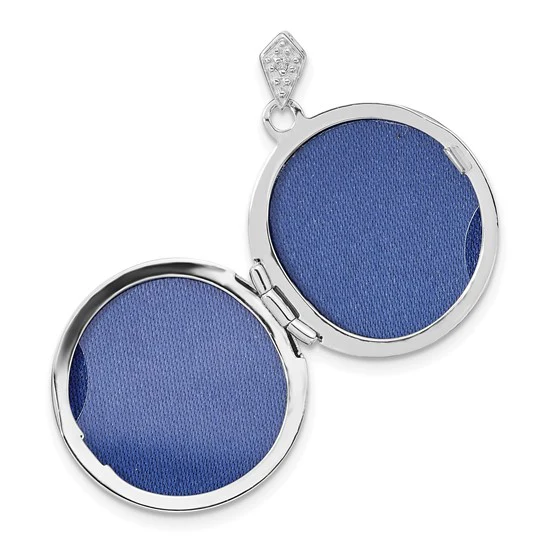 14k Oro Blanco Filigrana Locket Redondo de 20 mm con Diamante de 0.01 ct - Image 4