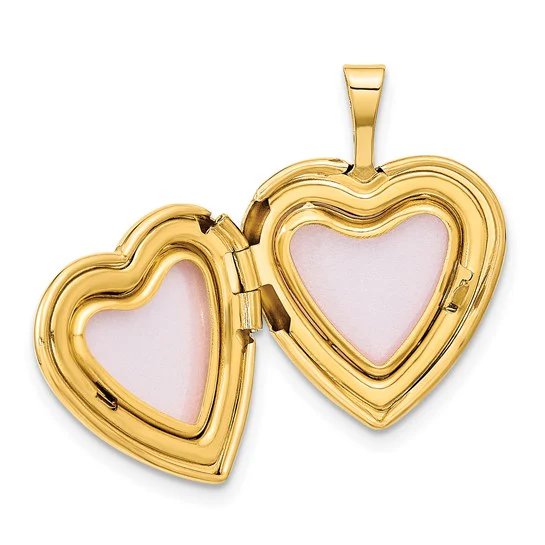 Locket de Corazón "I LOVE YOU" en Oro Amarillo Pulido y Satinado de 14k - Image 4