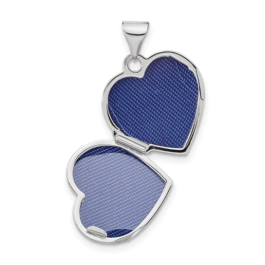 Locket Corazón de Oro Blanco de 14k con Diamante de 0.01ct (15mm) - Image 4