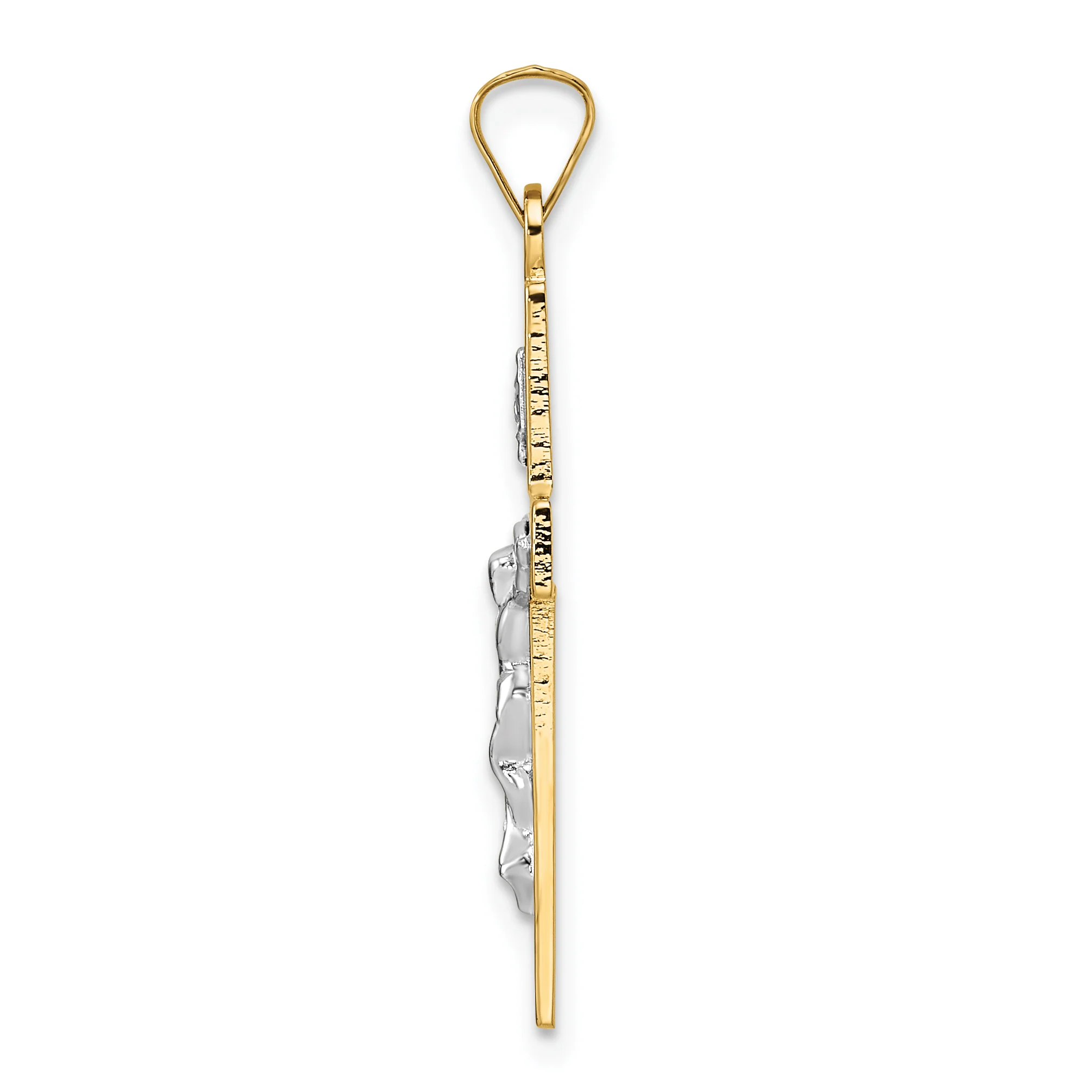 Colgante Crucifijo INRI en Oro Bicolor 14K Pulido y Sólido - Image 2