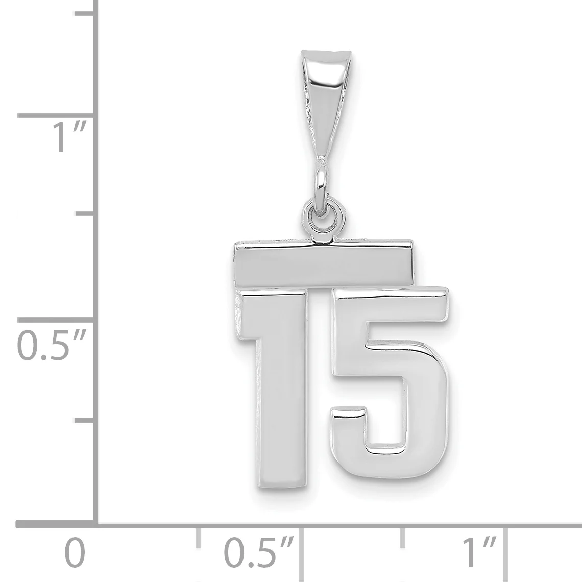 Colgante Número 15 en Oro Blanco de 14k Pulido - Image 2