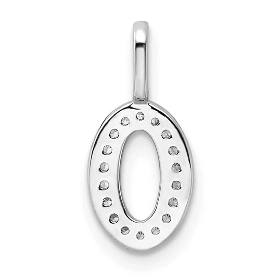 Colgante Número 0 con Diamantes en Oro Blanco de 14k - Image 3