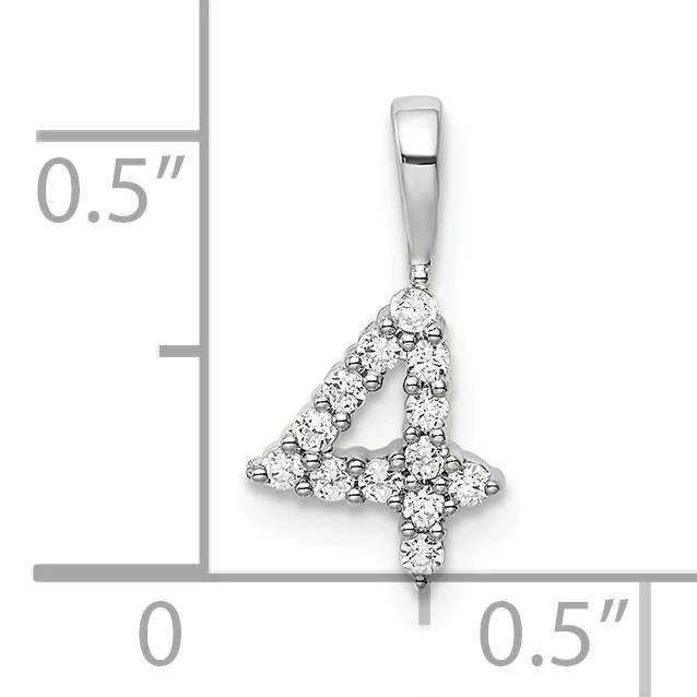 Colgante de Diamante Número 4 en Oro Blanco de 14k - Image 2