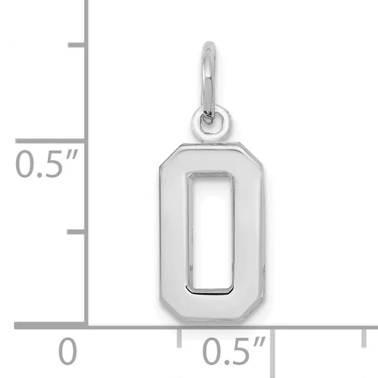 Dije Número 0 Pulido Pequeño en Oro Blanco de 14k - Image 4