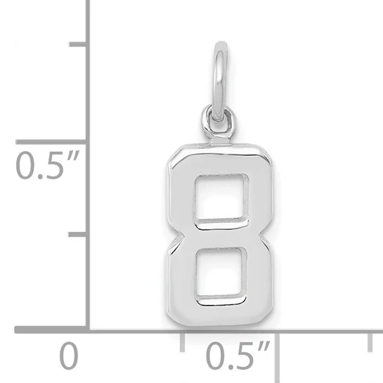 Dije Número 8 Pulido Pequeño en Oro Blanco de 14k - Image 3