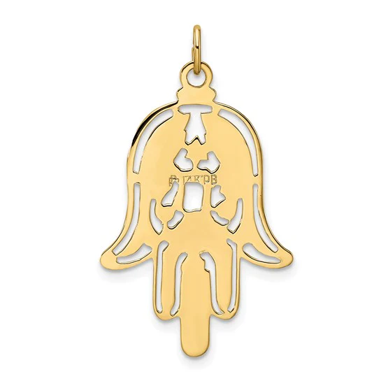 Dije Hamsa Sólido en Oro de 14k Pulido y Texturizado - Image 4