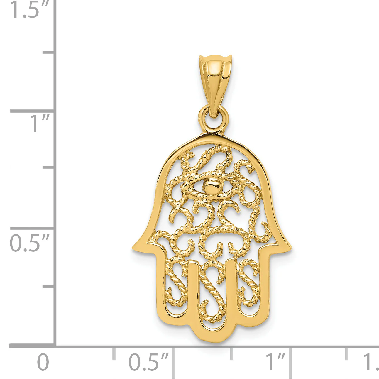 Dije Hamsa de Filigrana en Oro de 14k Pulido - Image 3