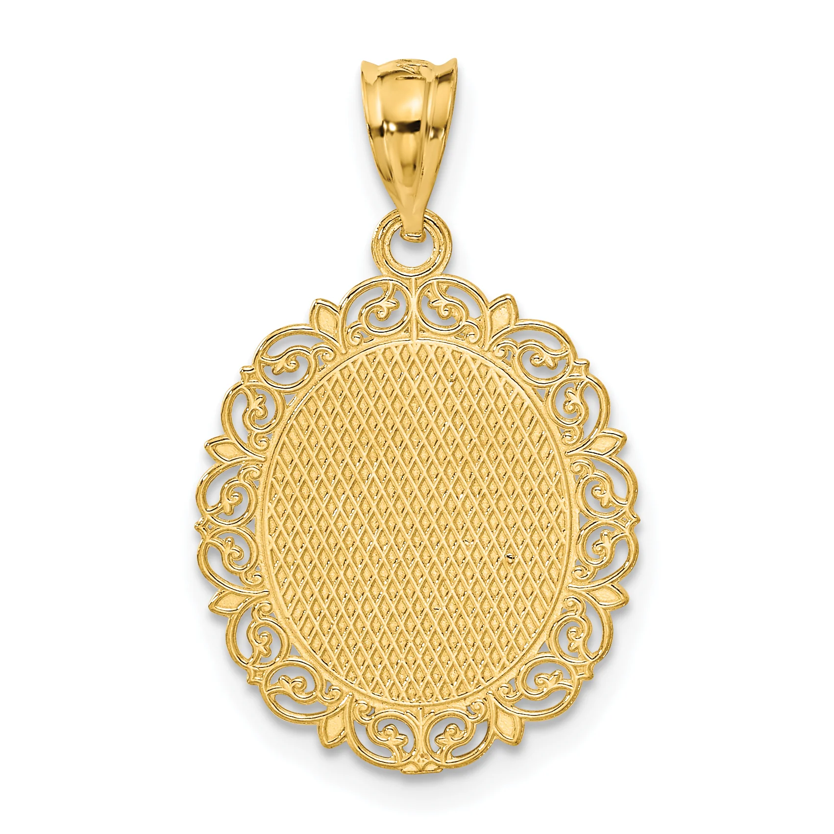 Colgante Ovalado del Zodiaco Piscis en Oro Amarillo de 14k con Acabado Satinado y Pulido - Image 3