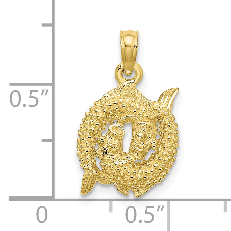 Colgante del Zodiaco Piscis en Oro Amarillo de 10k 3D - Image 3