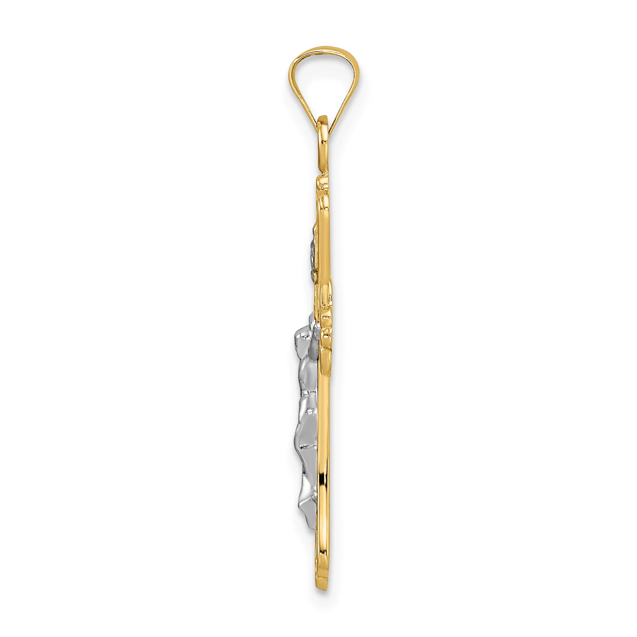 Colgante de Crucifijo INRI Sólido en Oro Bicolor de 14K - Image 2