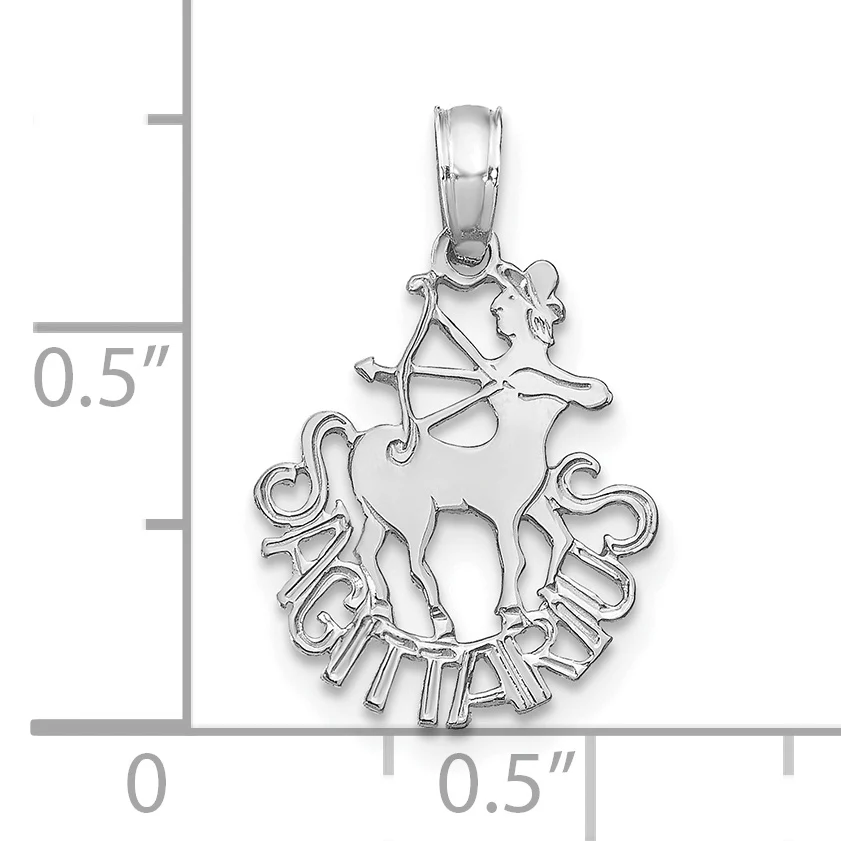 Dije del Zodiaco Sagitario en Oro Blanco de 14K con Platinado en Rodio - Image 2