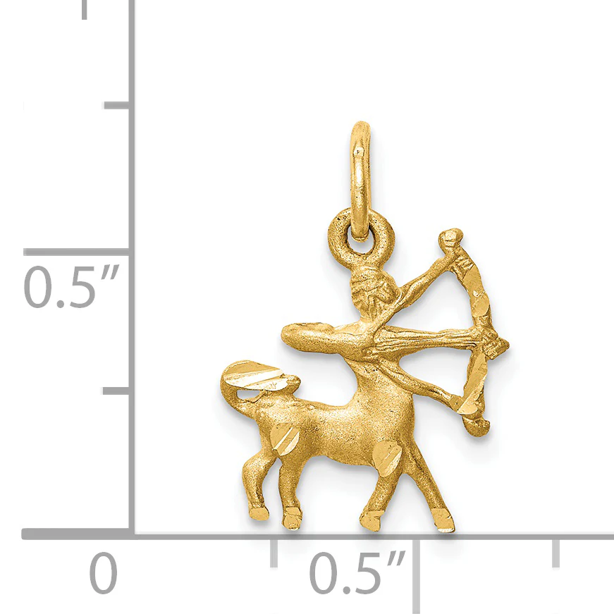 Dije del Zodiaco Sagitario en Oro Amarillo de 14K con Corte Diamantado y Acabado Satinado - Image 3