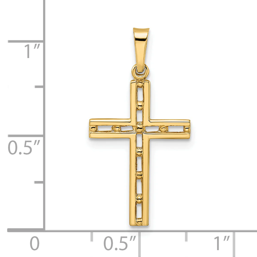 Colgante de Cruz Sólida Pulida en Oro Amarillo de 14K - Image 3