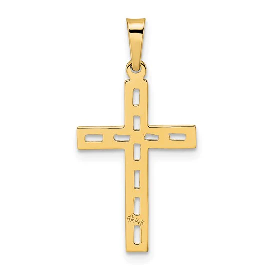 Colgante de Cruz Sólida Pulida en Oro Amarillo de 14K - Image 4