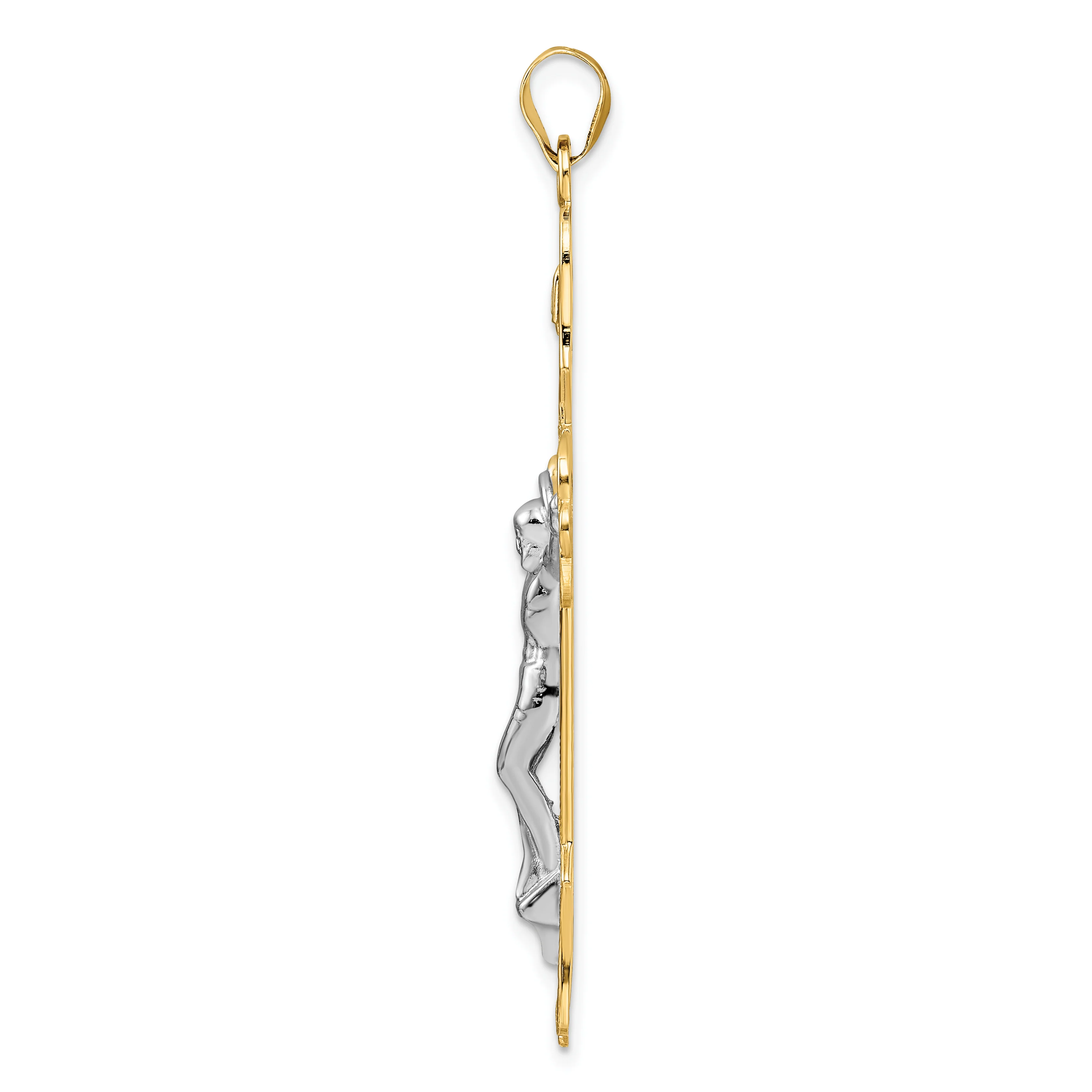 Colgante de Crucifijo Filigrana INRI en Oro de 14k Bicolor Sólido - Image 2