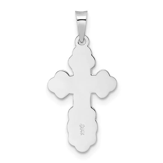Colgante de Cruz Sólida Ortodoxa en Oro Blanco de 14k Pulido - Image 4