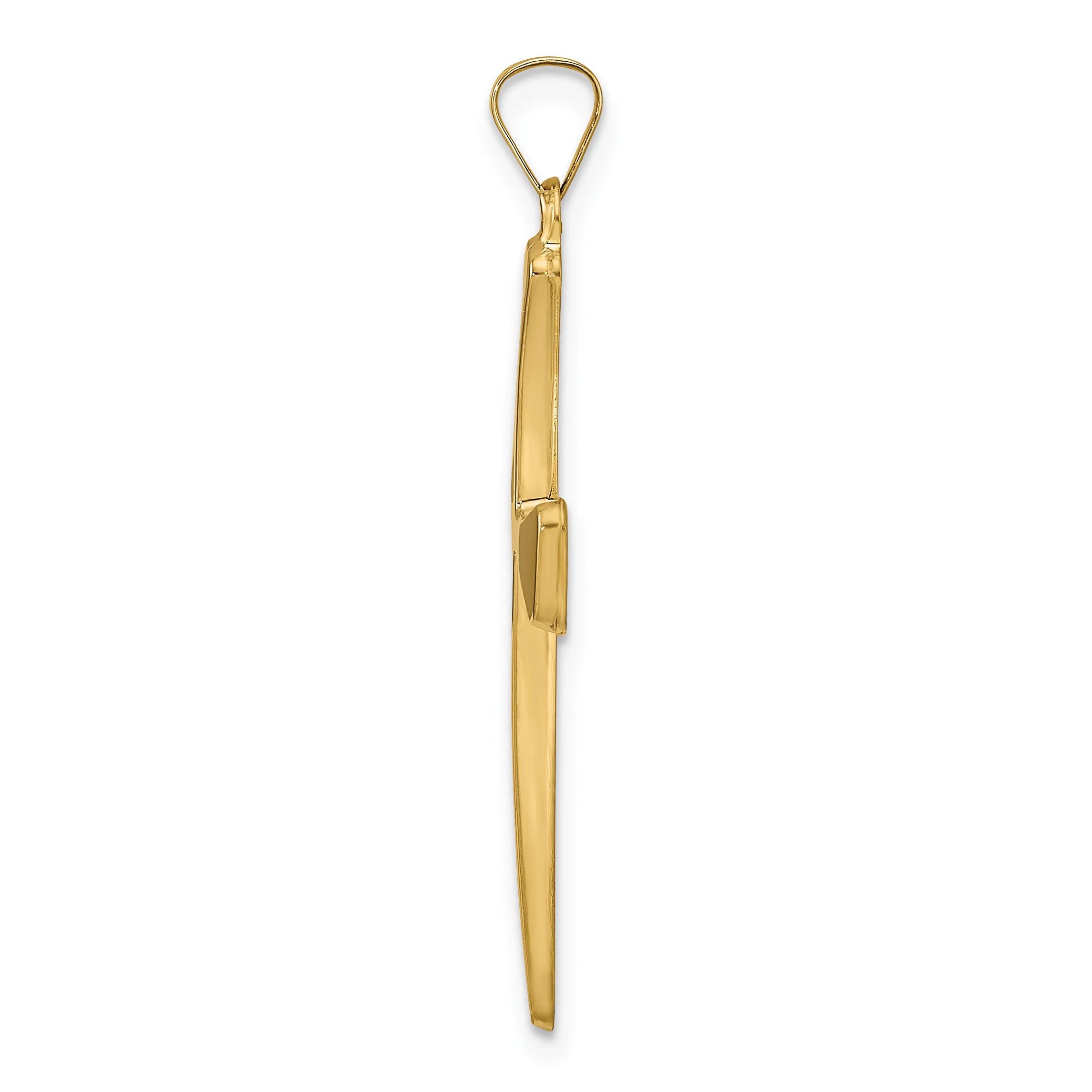 Colgante de Cruz Hueca Pulida en Oro Amarillo de 14k - Image 2