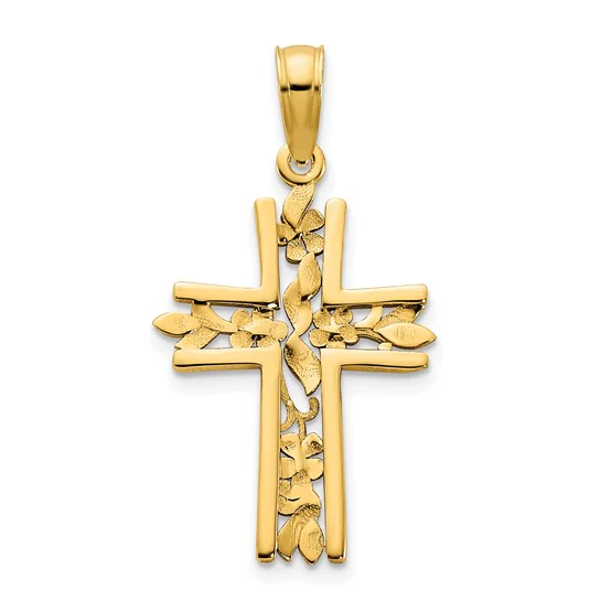 Colgante de Cruz Elegante en Oro Amarillo de 14k - Image 3