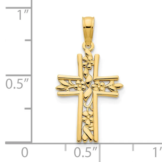 Colgante de Cruz Elegante en Oro Amarillo de 14k - Image 4