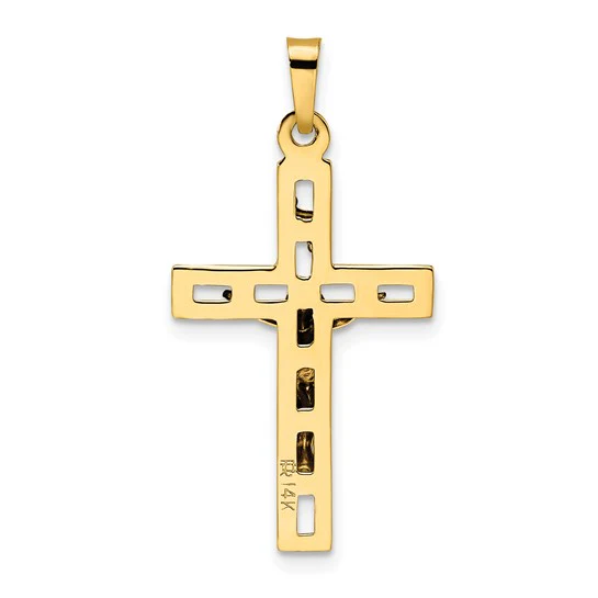 Colgante de Crucifijo INRI Sólido en Oro Bicolor de 14k con Acabado Pulido - Image 4