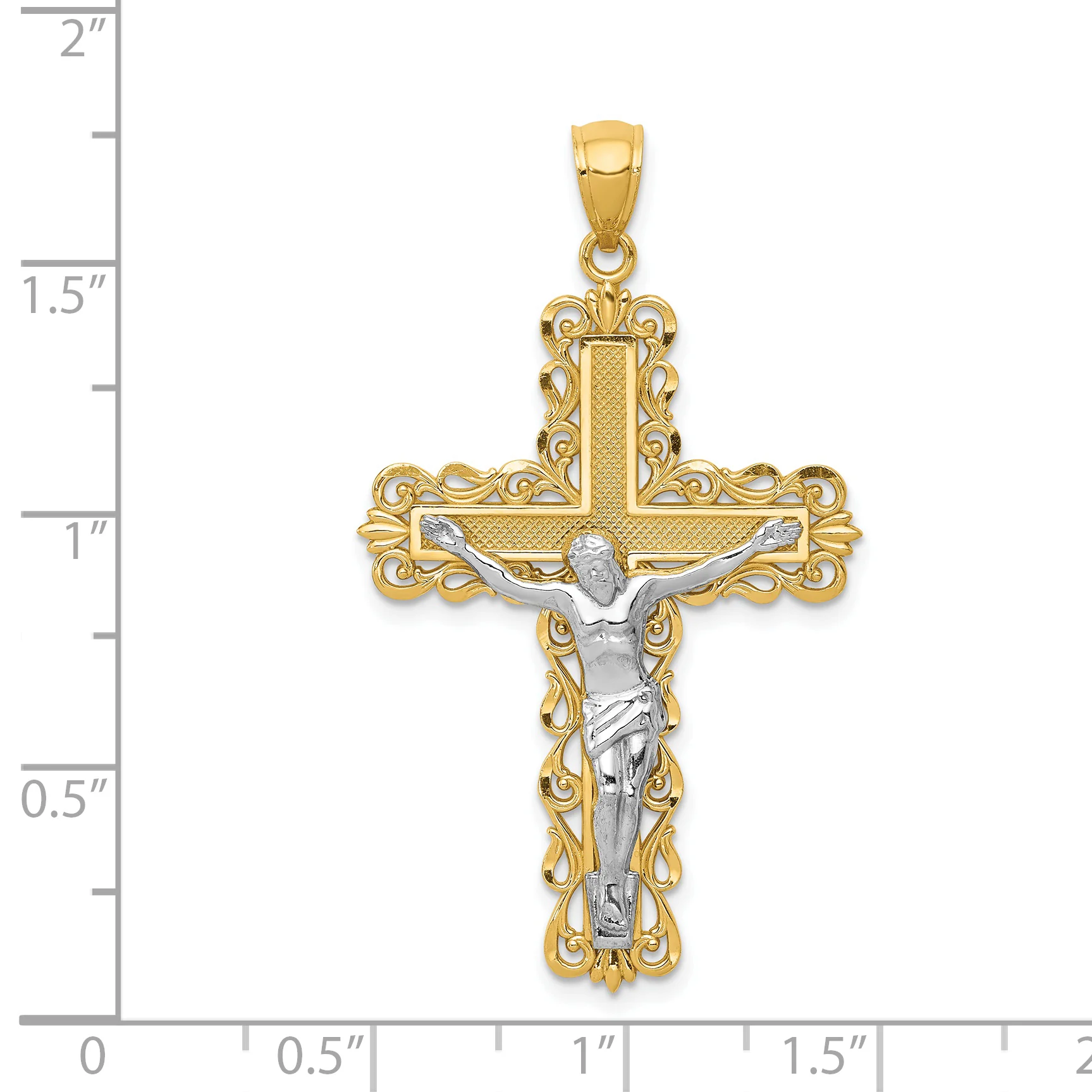 Colgante de Crucifijo en Oro Bicolor de 14k - Image 3