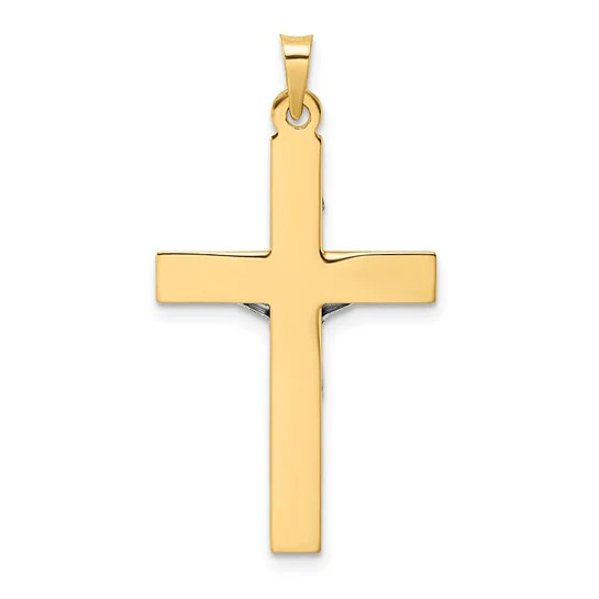 Dije Crucifijo INRI Sólido Pulido en Oro de 14k Bicolor - Image 4